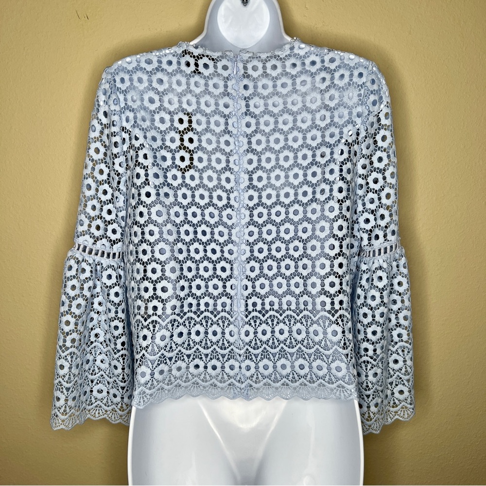 J CREW Daisylace Bell-Sleeve Top - Light Blue - G9911 - Sz 2 - Picture 6 of 12